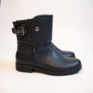 Romika Black Leather Ankle Booties with Buckle